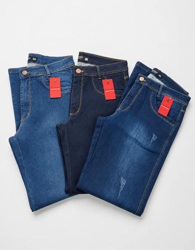 Kit 3 Calças Masculinas Jeans Slim Lycra Premium Elastano