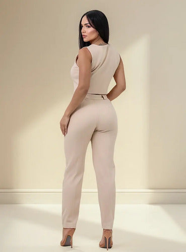 Conjunto Calça Skinny Com Colete Social Alfaiataria Feminino