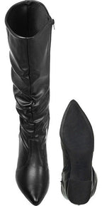Bota Feminina Gigil Bico Fino Cano Longo Enrugado Slouch