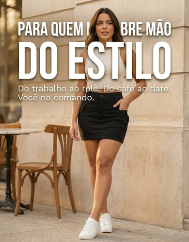 Saia Cargo Feminina Cintura Alta Com Lycra Levanta Bumbum