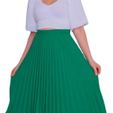 Saia Plissada Midi Crepe Moda Evangélica