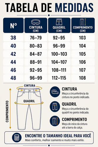 Calça Jeans Masculina Tradicional Corte Reto