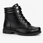 Bota Coturno Salto Baixo Aplicação Metal Preto
