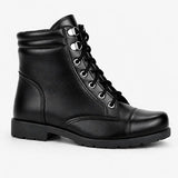 Bota Coturno Salto Baixo Aplicação Metal Preto