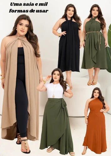 Saia Plus Size Moda Evangélica Envelope Godê Regulável