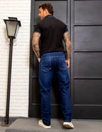 Calça Jeans Masculina Azul Escuro Slim Com Elastano