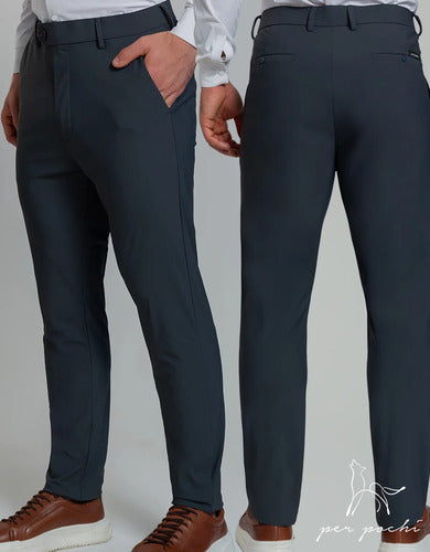 Kit 2 Calça Masculina Alfaiataria Poliamida Social Premium