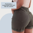 Short Jeans Feminino Casual Confortável Cintura Alta Verão