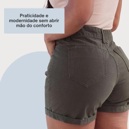 Short Jeans Feminino Casual Confortável Cintura Alta Verão
