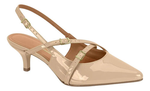 Scarpin Feminino Vizzano Slingback Bico Fino Baixo 6cm
