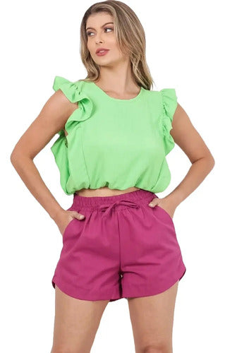 Kit 5 Short Soltinho Laço Curto Feminino Cintura Bermuda Top