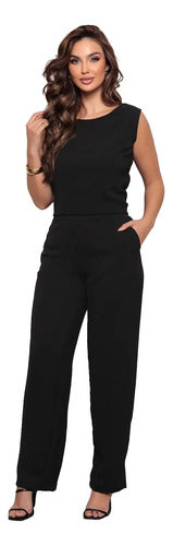 Conjunto Alfaiataria Feminino Calça Wide Leg E Blusa Elegant