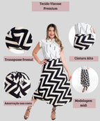Saia Envelope Longa Amarracao Cintura Alta Trabalho Elegante