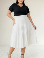 Saia Midi Plissada Lisa Moda Evangélica Tendencia Leve