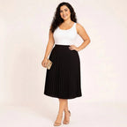 Kit 2 Saia Midi Branca Preta Plissada Plus Size Evangélica