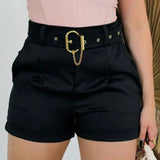 Short Alfaiataria Feminino Cintura Alta Com Cinto Social