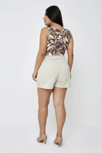 Short Alfaiataria Forrado Feminino Bermuda  Cintura Alta