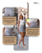 Shorts Alfaiataria Feminino Social Cintura Alta Bolsos Verão