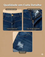 Short Jeans Plus Size Cintura Alta Lycra Levanta Bumbum