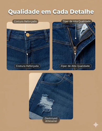 Short Jeans Plus Size Cintura Alta Lycra Levanta Bumbum