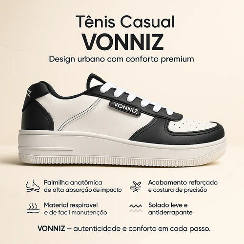 Tênis Air Vonizz Casual Couro Branco Caramelo Unissex