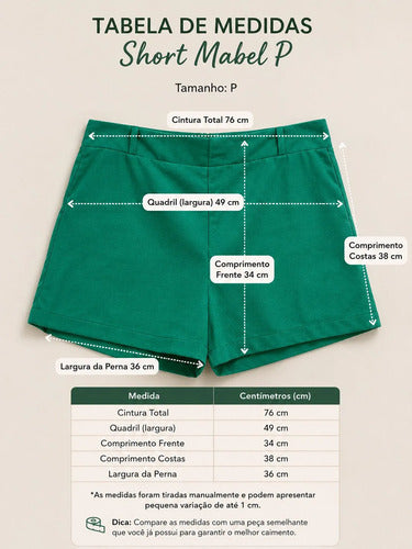 Kit 3 Short Linho Mabel Caimento Despojado Feminino Adulto