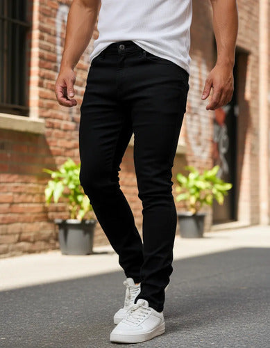 Calça Masculina Lions Jeans Slim Preta Com Elastano Casual
