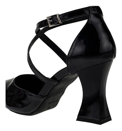 Scarpin Feminino Salto Alto Geométrico Taça Tiras Cruzadas