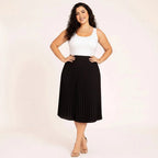 Kit 2 Saia Midi Branca Preta Plissada Plus Size Evangélica