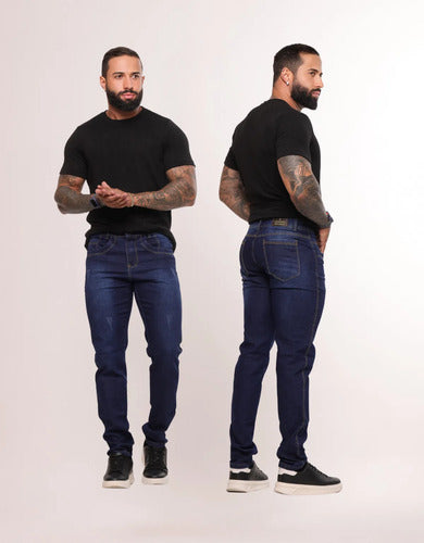 Kit 3 Calças Masculinas Jeans Slim Lycra Premium Elastano
