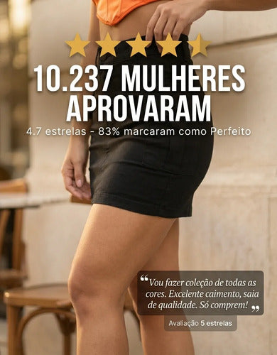Saia Cargo Feminina Cintura Alta Com Lycra Levanta Bumbum