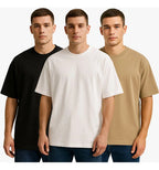 Kit 3 Oversized Masculina Stretwear Básica Lisa Premium