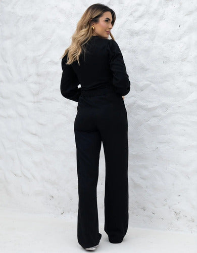 Conjunto Feminino Malha De Tricot Blusa E Calça Moda Inverno