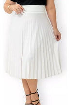 Saia Midi Plissada Lisa Moda Evangélica Tendencia Leve