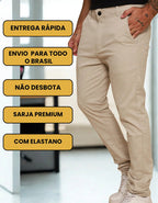 Calça Masculina De Sarja Premium Esporte Fino Bolso Faca