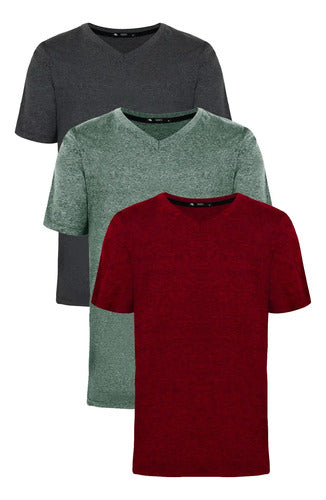 Kit 03 Camisetas Basica Gola V Masculinas Camisa Slim Fit Lisa