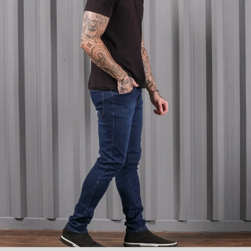 Calça Jeans Preta Super Skinny Masculina Lycra Premium