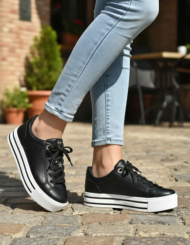 Tênis Feminino Via Marte Solado Flatform Preto Original