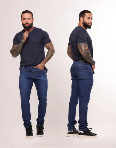 Kit 3 Calças Masculinas Jeans Slim Lycra Premium Elastano