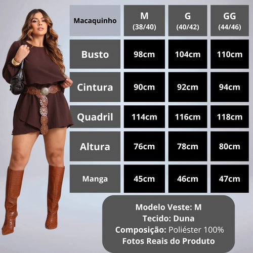 Macaquinho Manga Longa Com Camadas Duna Soltinho Feminino