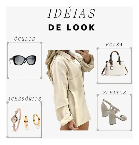 Conjunto Linho Feminino Camisa E Short Linha Premium