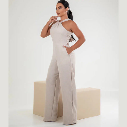Macacão Longo Pantalona Elegante Festa Luxo Costas Ajustável