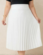 Saia Midi Plissada Lisa Moda Evangélica Tendencia Leve