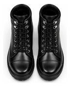 Bota Coturno Salto Baixo Aplicação Metal Preto