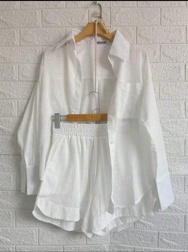 Conjunto Fêmea Linho Camisa E Short Forro Premium Importado