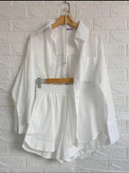 Conjunto Fêmea Linho Camisa E Short Forro Premium Importado