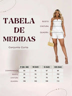 Conjunto Feminino Curto Tomara Que Caia E Shorts Alfaiataria
