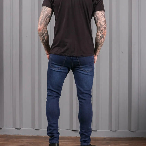 Calça Jeans Preta Super Skinny Masculina Lycra Premium