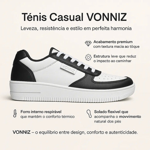 Tênis Air Vonizz Casual Couro Branco Caramelo Unissex