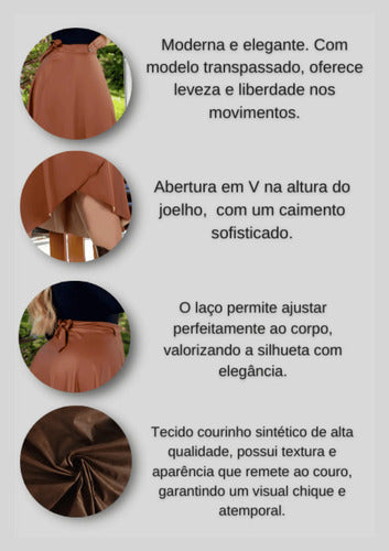 Saia Plus Size Fenda V Courinho Envelope Elegante Evangélica